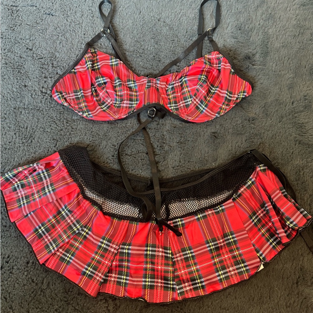 SHEIN Red and Black 2 Piece Lingerie Set